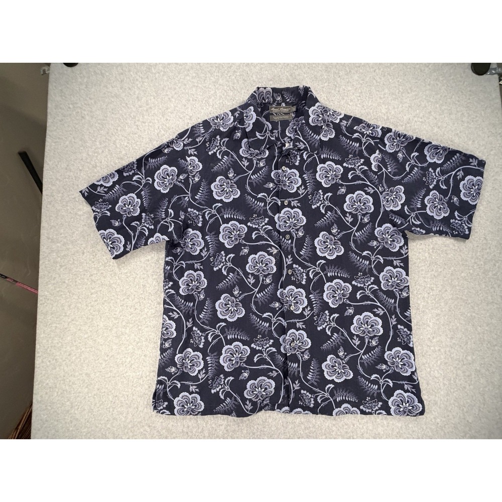 Daniel Cremieux Large Hawaiian Camp Shirt Blue/Purple Floral